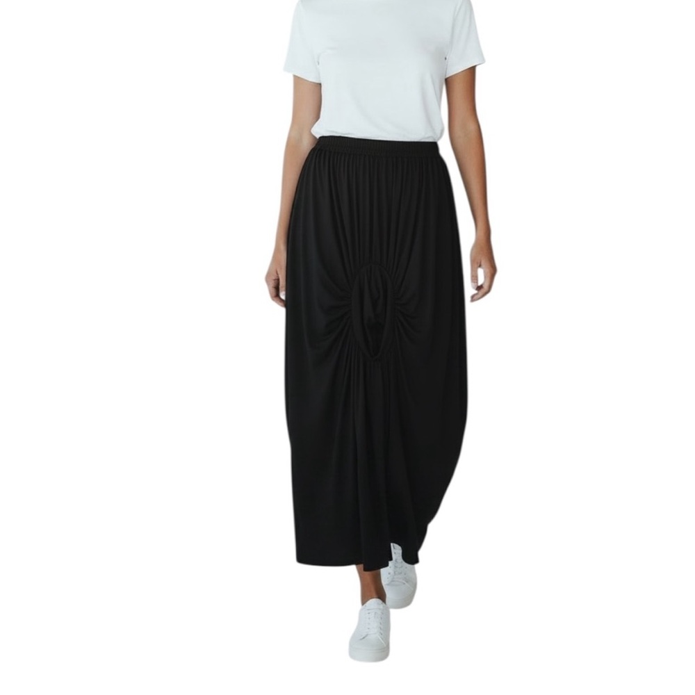 Kedem Sasson Lagenlook Gathered Ruched Midi/Maxi Skirt